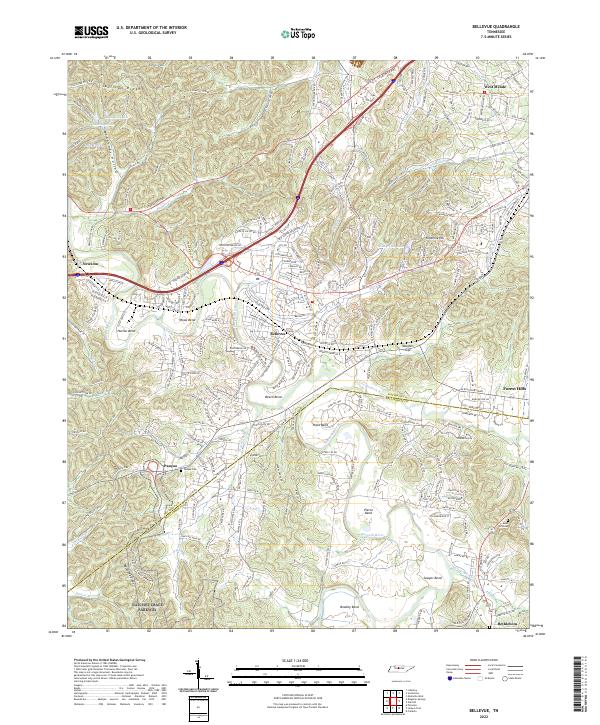 Bellevue, TN — USGS 7.5-minute topo (2022)