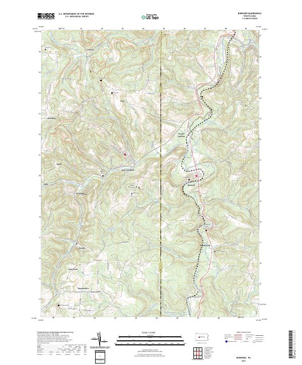 Burnside, PA — USGS 7.5-minute topo (2023)