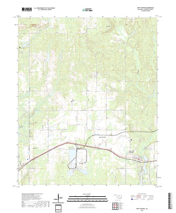 Fort Towson, OK — USGS 7.5-minute topo (2022)