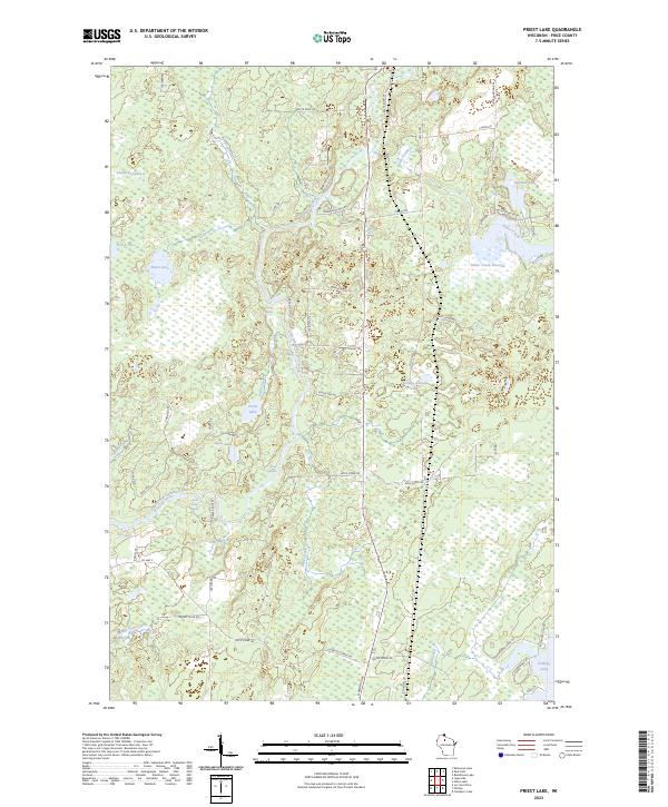 Priest Lake, WI — USGS 7.5-minute topo (2023)