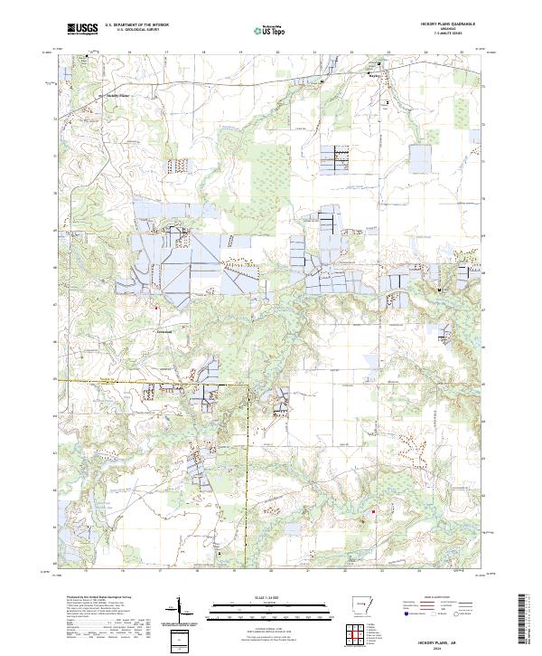 Hickory Plains, AR — USGS 7.5-minute topo (2024)