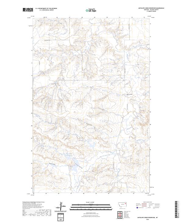 Antelope Creek Reservoir, MT — USGS 7.5-minute topo (2024)