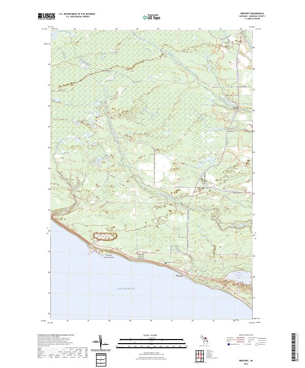 Brevort, MI — USGS 7.5-minute topo (2023)