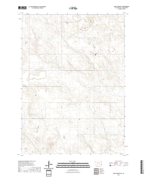 Saint Francis SE, SD — USGS 7.5-minute topo (2021)