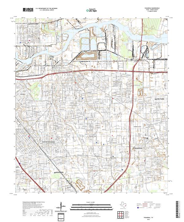 Pasadena, TX — USGS 7.5-minute topo (2022)