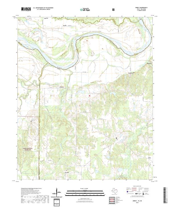 Direct, TX-OK — USGS 7.5-minute topo (2022)