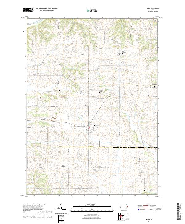 Miles, IA — USGS 7.5-minute topo (2022)