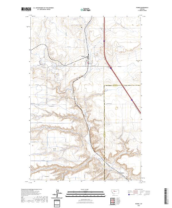 Power, MT — USGS 7.5-minute topo (2024)