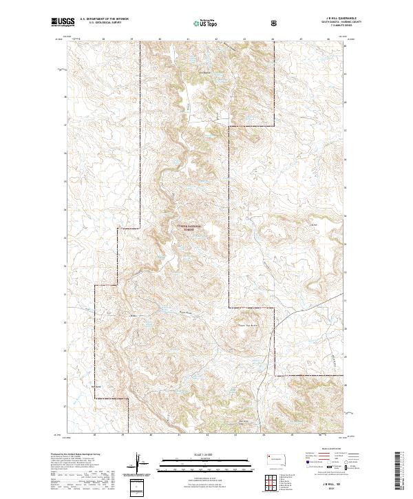 J B Hill, SD — USGS 7.5-minute topo (2021)