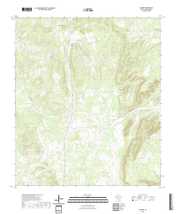 Oxford, TX — USGS 7.5-minute topo (2022)