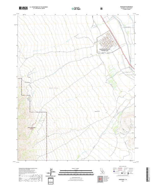 Manzanar, CA — USGS 7.5-minute topo (2021)