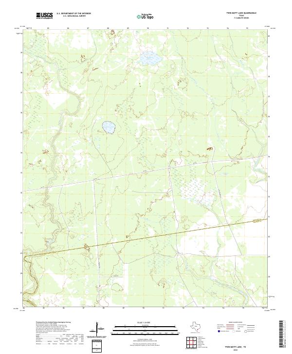 Twin Mott Lake, TX — USGS 7.5-minute topo (2022)