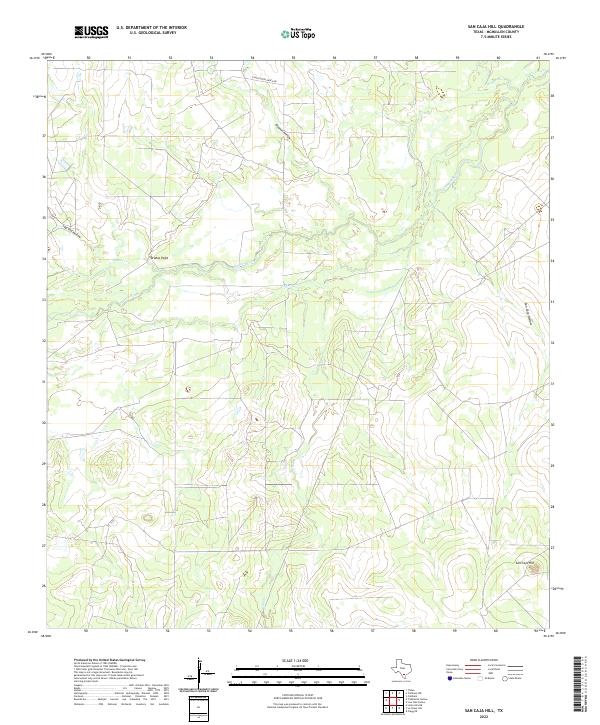 San Caja Hill, TX — USGS 7.5-minute topo (2022)