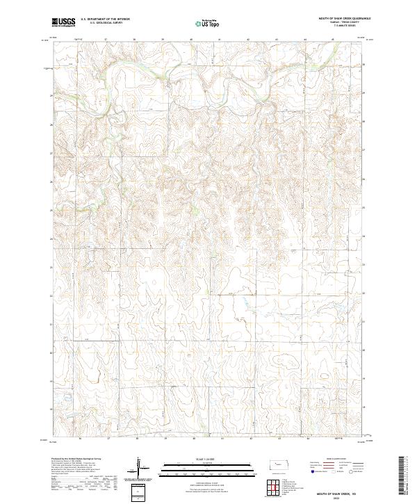 Mouth of Shaw Creek, KS — USGS 7.5-minute topo (2022)