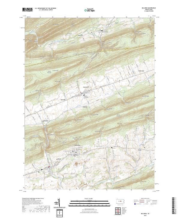 Millheim, PA — USGS 7.5-minute topo (2023)