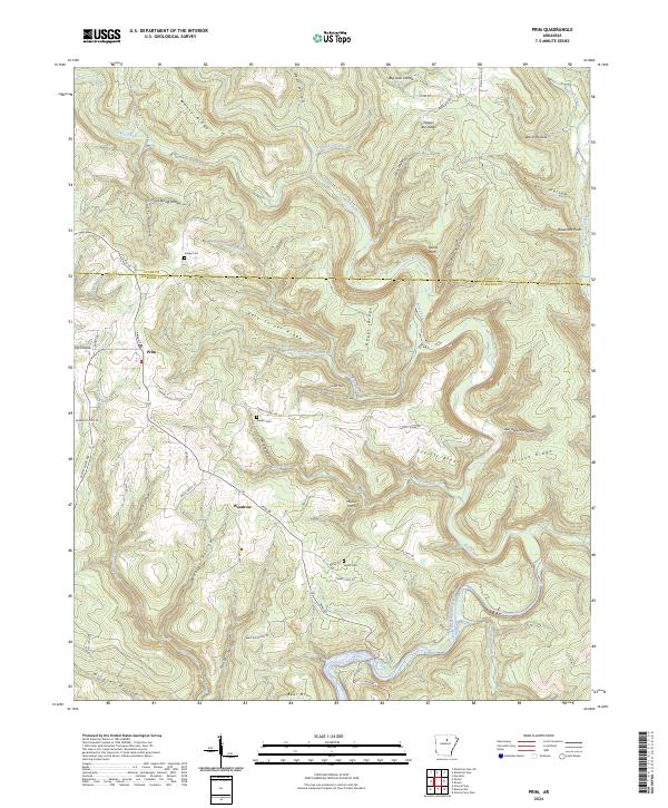 Prim, AR — USGS 7.5-minute topo (2024)
