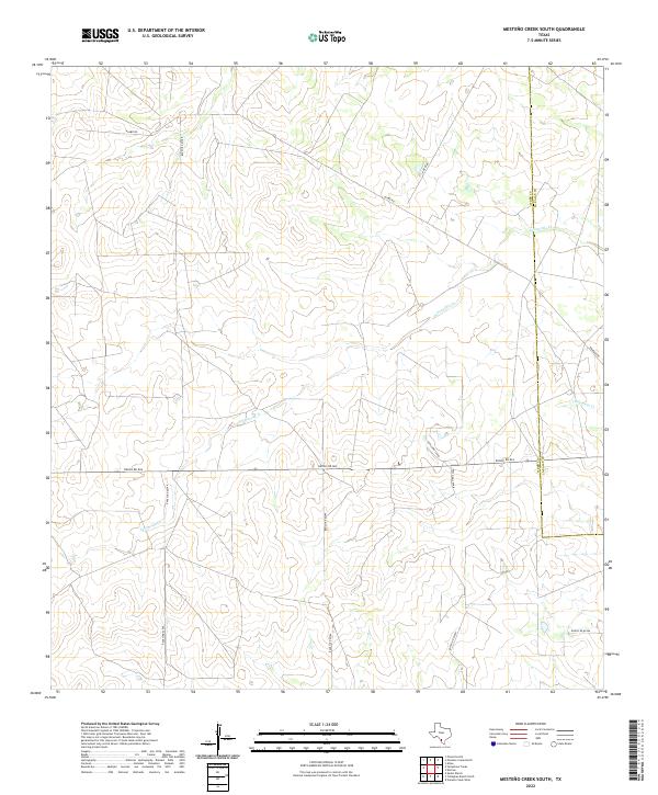 Mesteno Creek South, TX — USGS 7.5-minute topo (2022)
