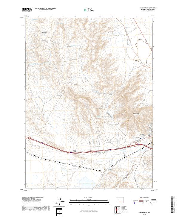 Rawlins Peak, WY — USGS 7.5-minute topo (2021)