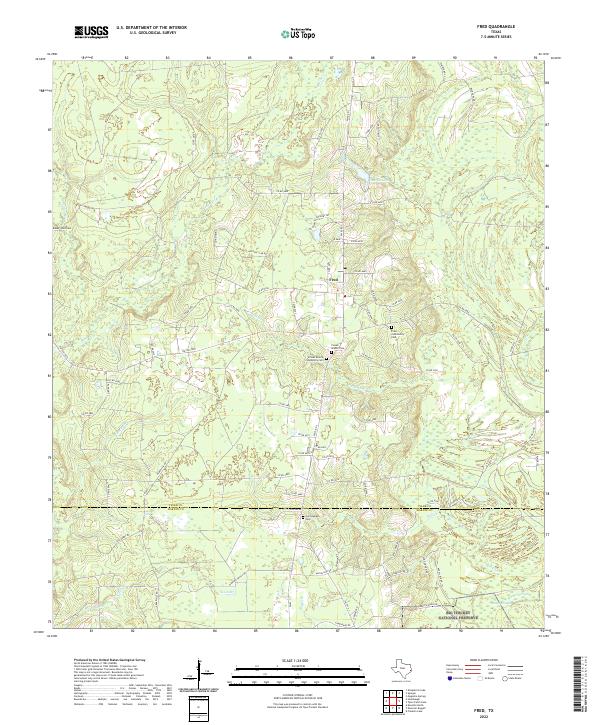 Fred, TX — USGS 7.5-minute topo (2022)