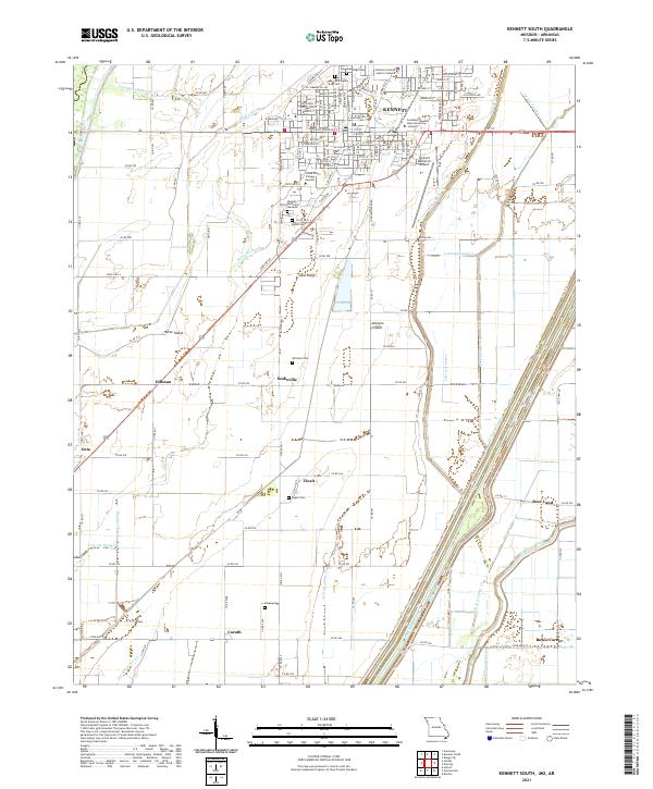 Kennett South, MO-AR — USGS 7.5-minute topo (2021)