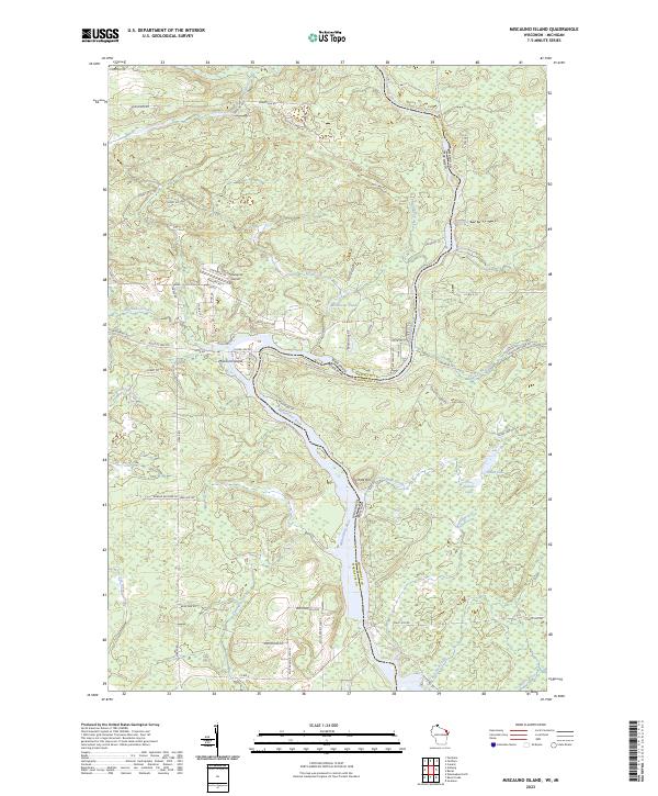 Miscauno Island, WI-MI — USGS 7.5-minute topo (2023)