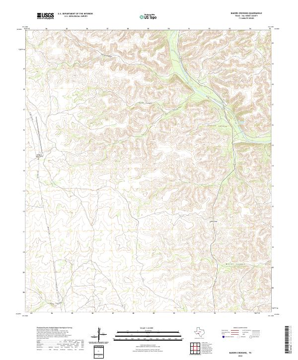 Bakers Crossing, TX — USGS 7.5-minute topo (2022)