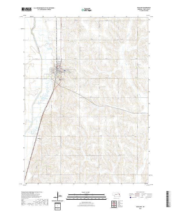 Oakland, NE — USGS 7.5-minute topo (2021)