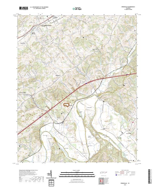 Springvale, TN — USGS 7.5-minute topo (2022)