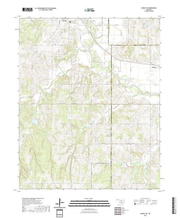 Lindsay SW, OK — USGS 7.5-minute topo (2022)