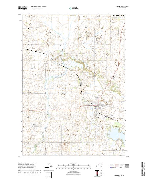 Lake Mills, IA-MN — USGS 7.5-minute topo (2022)