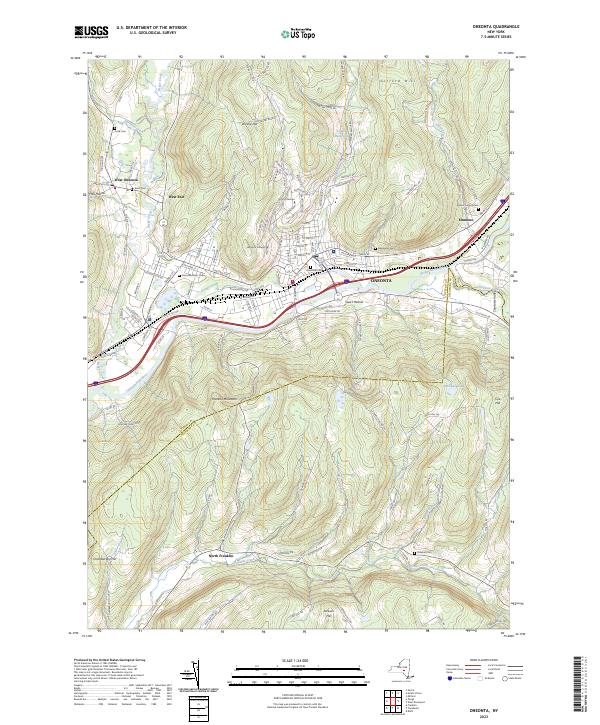 Oneonta, NY — USGS 7.5-minute topo (2023)