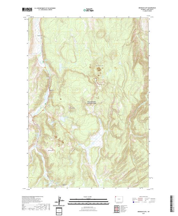 Obsidian Cliff, WY — USGS 7.5-minute topo (2021)