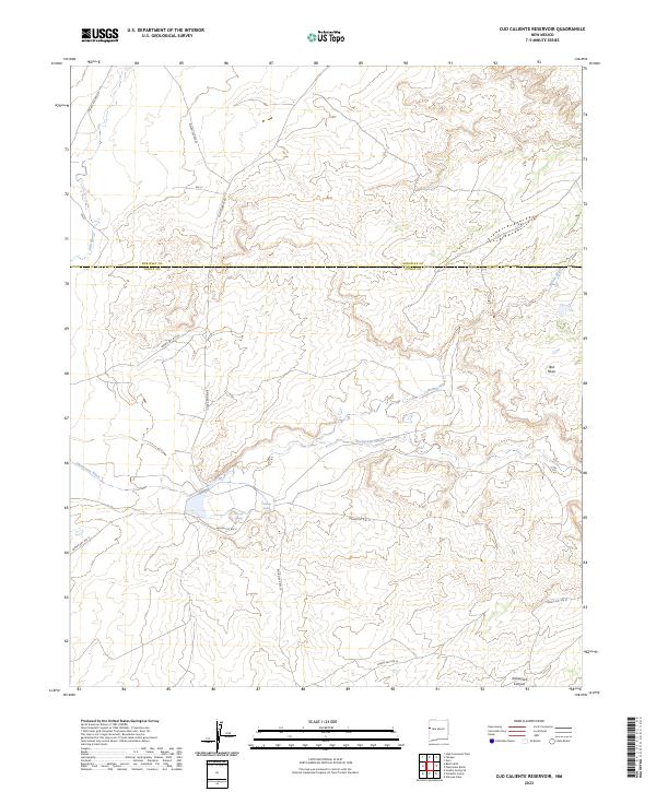 Ojo Caliente Reservoir, NM — USGS 7.5-minute topo (2023)