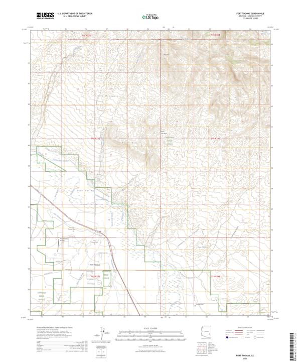Fort Thomas, AZ — USGS 7.5-minute topo (2026)