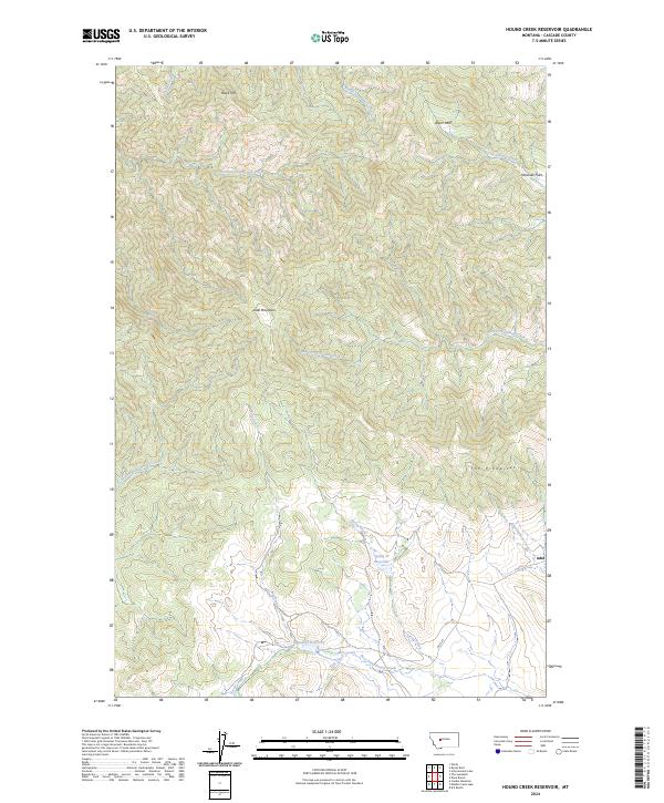 Hound Creek Reservoir, MT — USGS 7.5-minute topo (2024)