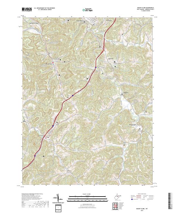 Mount Clare, WV — USGS 7.5-minute topo (2023)