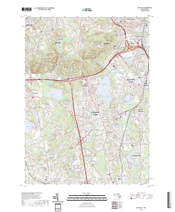 Blue Hills, MA — USGS 7.5-minute topo (2024)