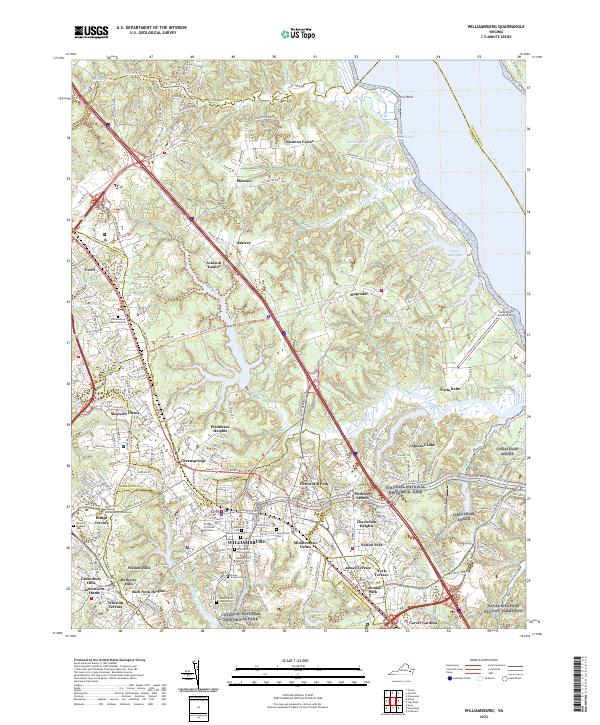 Williamsburg, VA — USGS 7.5-minute topo (2022)