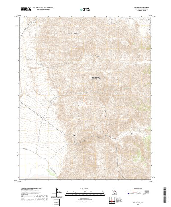 Jail Canyon, CA — USGS 7.5-minute topo (2021)