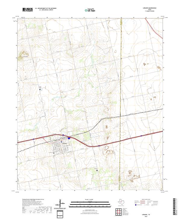 Loraine, TX — USGS 7.5-minute topo (2022)