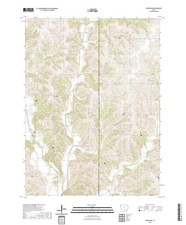 Woodland, IA — USGS 7.5-minute topo (2022)