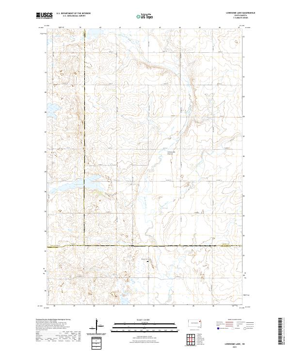 Lonesome Lake, SD — USGS 7.5-minute topo (2021)