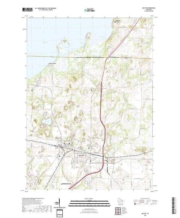 Milton, WI — USGS 7.5-minute topo (2022)