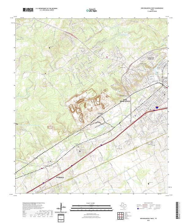 New Braunfels West, TX — USGS 7.5-minute topo (2022)