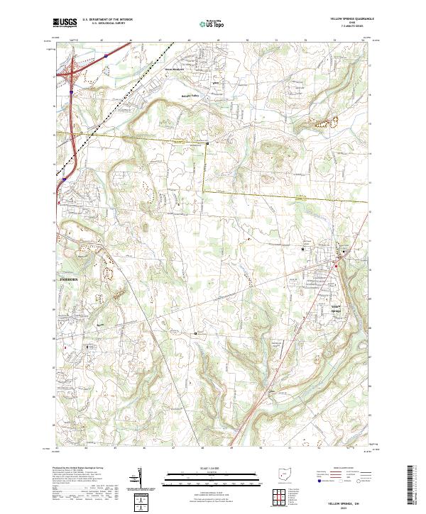 Yellow Springs, OH — USGS 7.5-minute topo (2023)