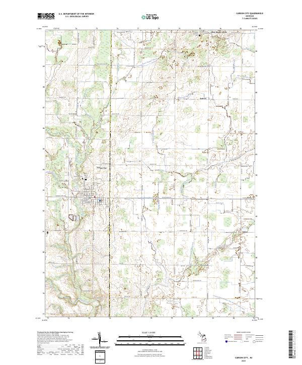 Carson City, MI — USGS 7.5-minute topo (2023)