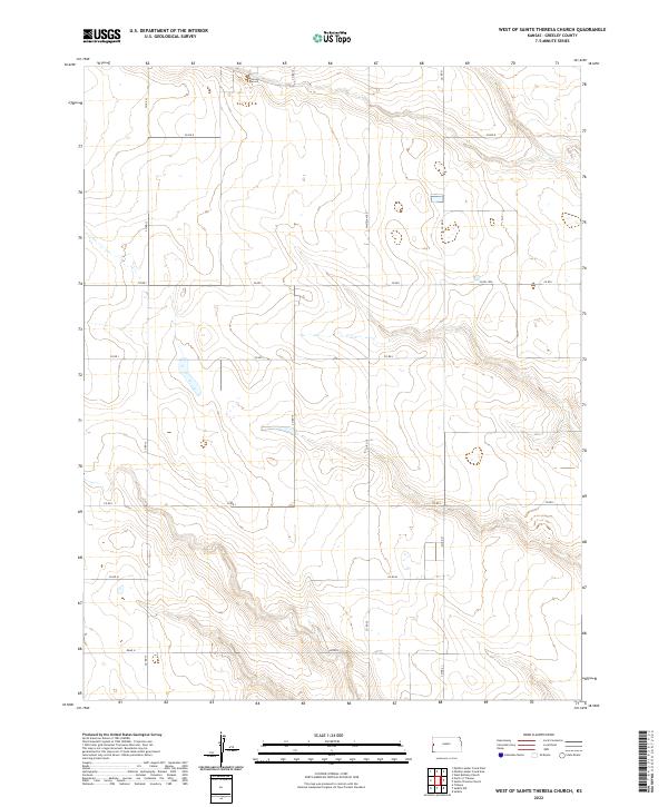 West of Sainte Theresa Church, KS — USGS 7.5-minute topo (2022)