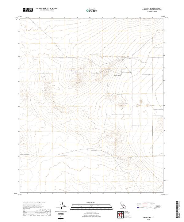 The Buttes, CA — USGS 7.5-minute topo (2021)