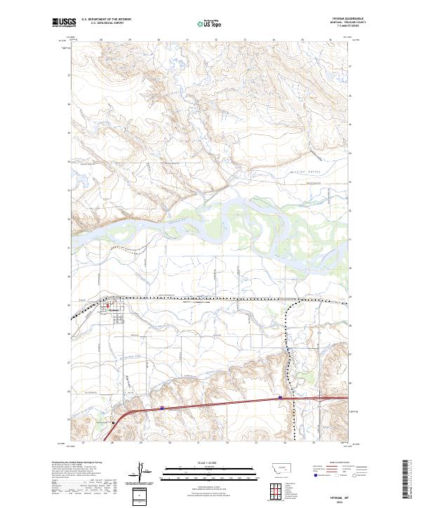 Hysham, MT — USGS 7.5-minute topo (2024)