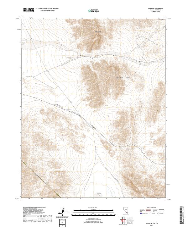 High Peak, NV-CA — USGS 7.5-minute topo (2021)